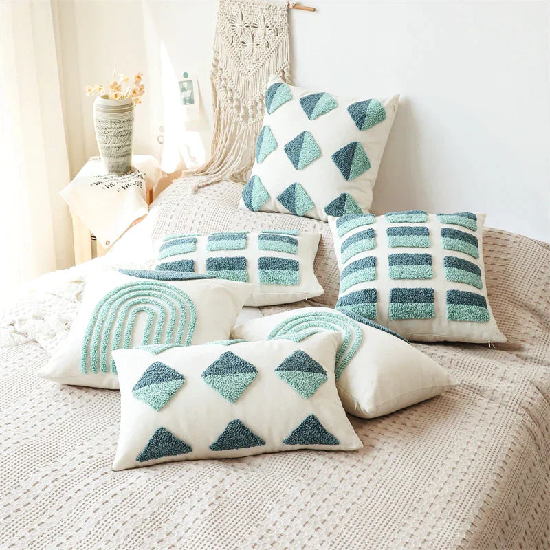 DecorBites™ Geometric Tufted Diamond Pillow Cover 45x45cm/30x50cm Square for Living Room