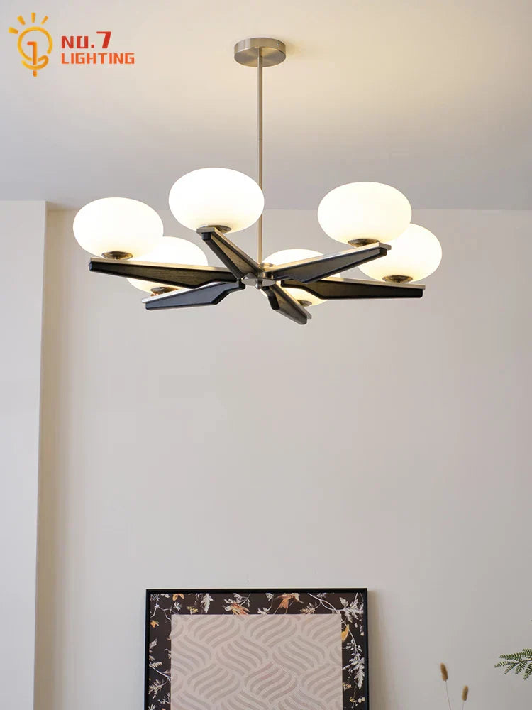 DecorBites™ Cream Wood LED Chandelier, Modern Design for Living Room & Bedroom