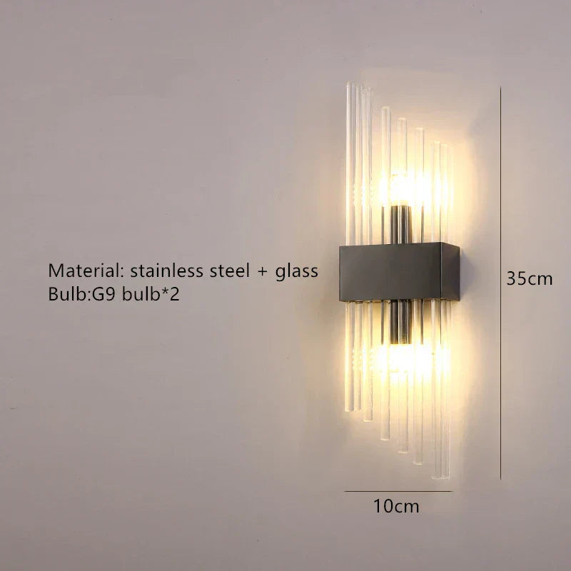 DecorBites™ Clear Crystal LED Wall Lamp Stainless Steel Sconces for Bedroom Dining Room
