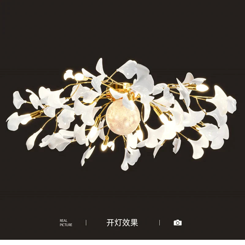 DecorBites™ Ginkgo Leaf Acrylic Metal LED Ceiling Chandelier for Home Living Room