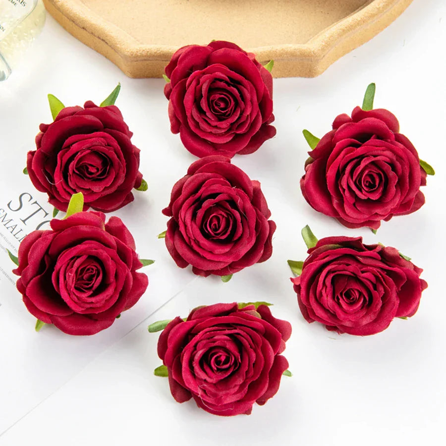 DecorBites™ 10Pcs Silk Blue Rose Wedding Party Decoration DIY Bridal Accessories Artificial Flowers