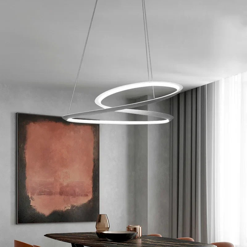 ثريا Kepler LED مستديرة من DecorBites™ لديكور غرفة المعيشة، مصباح معلق أبيض