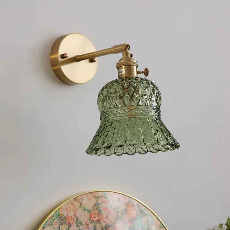 DecorBites™ Amber Flower Glass Wall Light Fixture with Pull Chain Switch