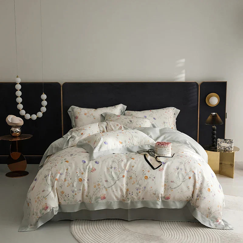DecorBites™ Eucalyptus Fiber Bedding Set: Duvet Cover, Bed Sheet, Fitted Sheet, Pillowcases