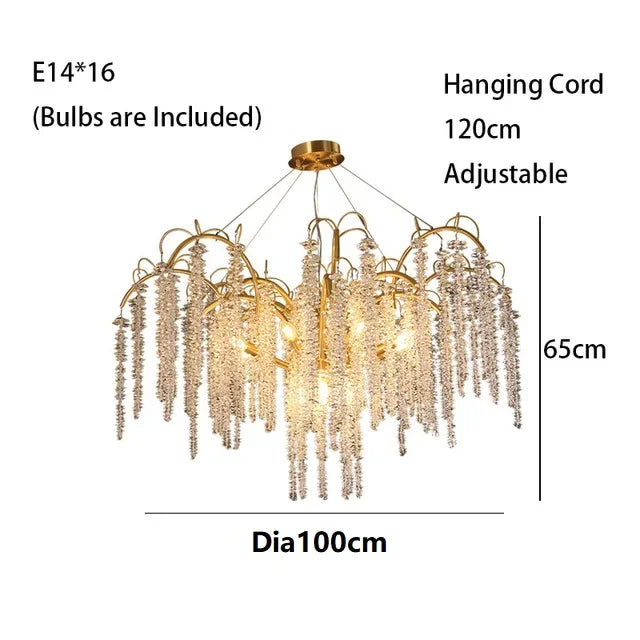 ثريات كريستال LED زجاجية ذهبية من DecorBites™ لديكور غرف الطعام الفاخرة