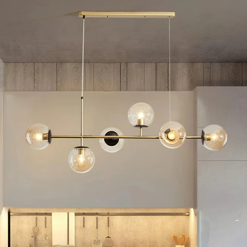 Nordic Long Bar Glass Globe Pendant Light