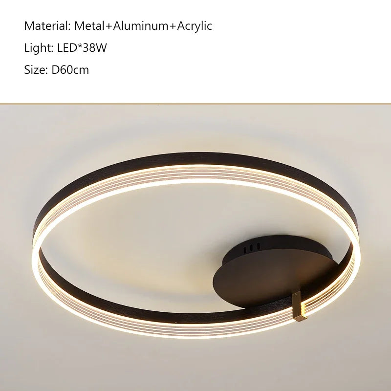 DecorBites™ Acrylic Round Ring Ceiling Light LED Chandelier Modern Minimalism for Living Room and Kitchen