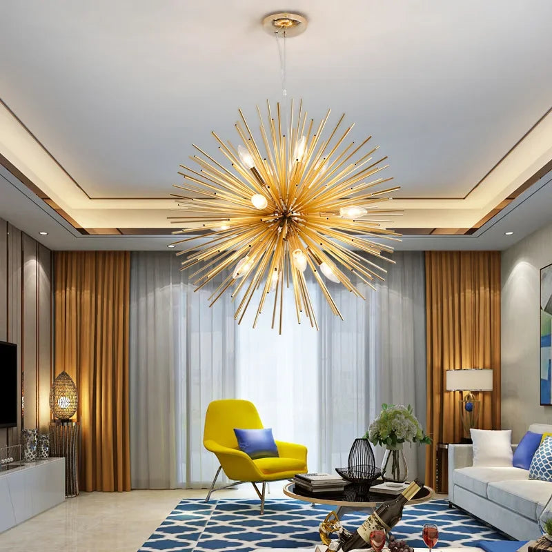 DecorBites™ Geometric Ball Chandelier: Modern LED Lighting for Living Room and Dining Room