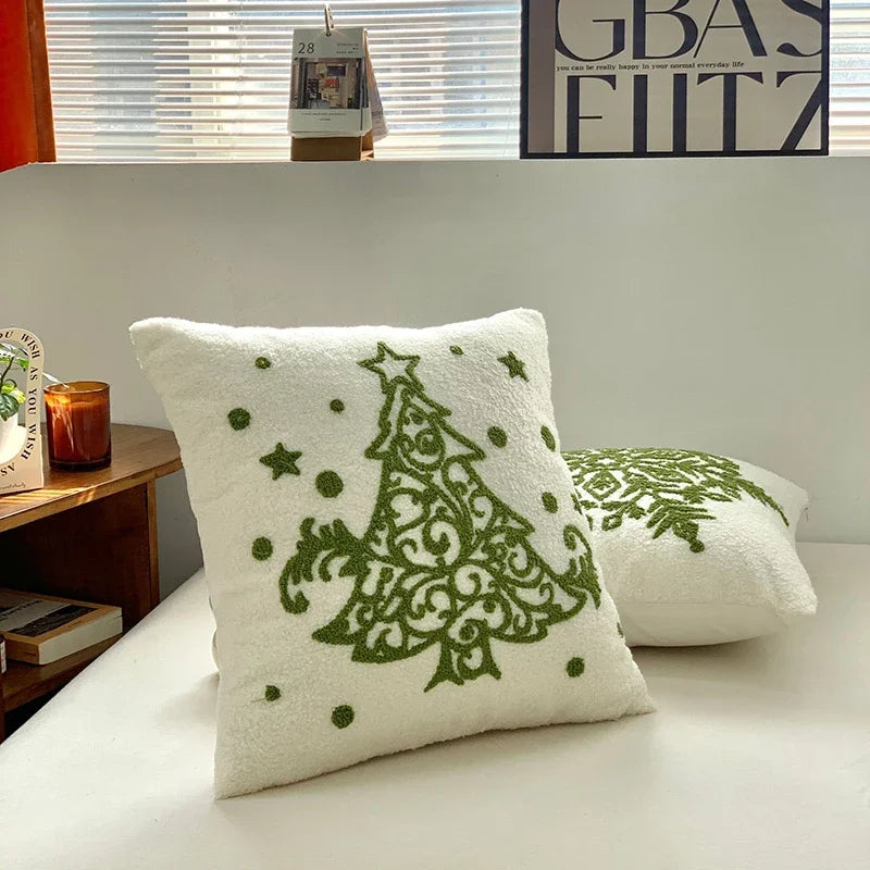 DecorBites™ Christmas Cartoon Embroidered Pillow Cover Set, Festive Decorative Cushions