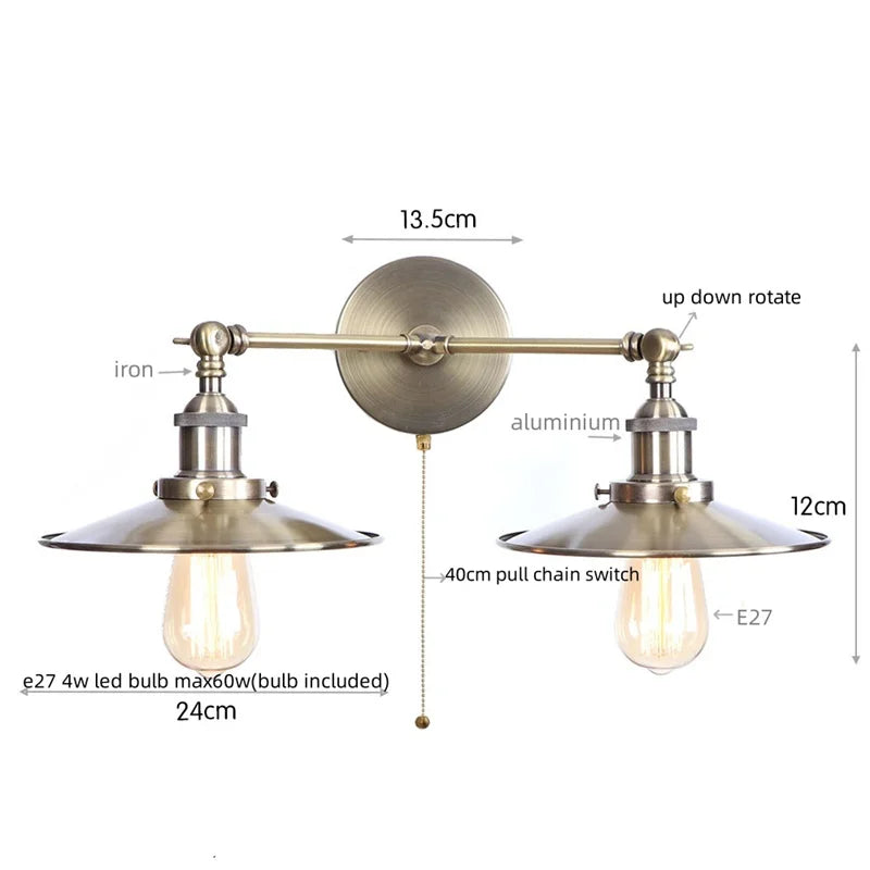 DecorBites™ Dual Head LED Wall Light Pink Industrial Bedside Lamp