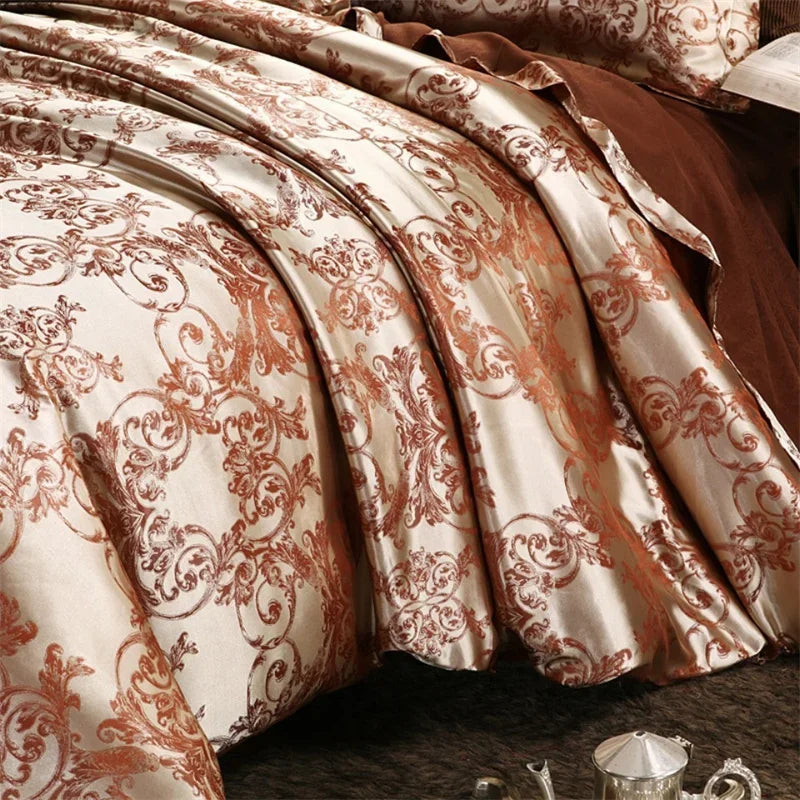 DecorBites™ Jacquard Satin Luxury Bedding Set - Queen Size Luxe Duvet Cover Set
