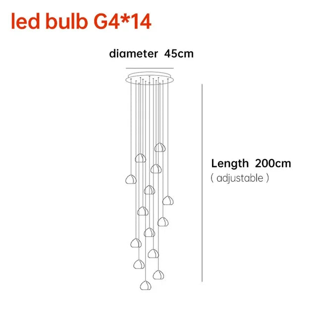 DecorBites™ Crystal Ball Chandelier: Long Adjustable Staircase Pendant Light perfect for Home & Restaurant