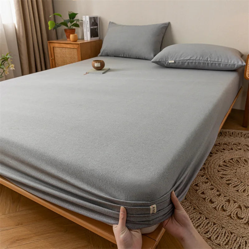 DecorBites™ Coarse Cloth Prue Cotton Queen Fitted Sheet Set with Pillowcases