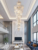 Modern Gold Crystal Staircase Pendant Chandelier