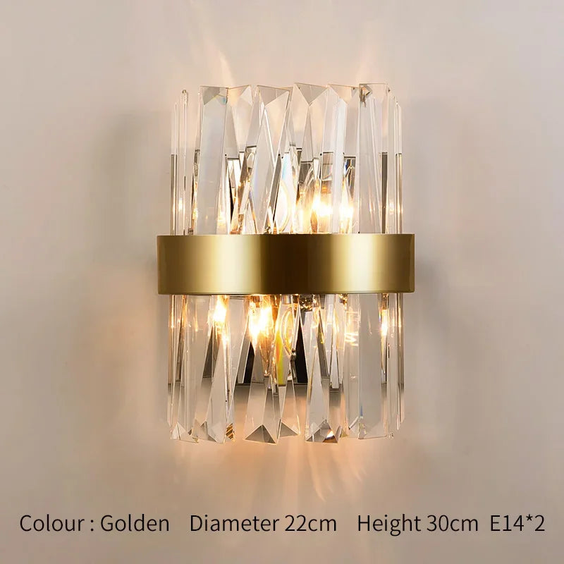 DecorBites™ Crystal Gold LED Wall Sconce for Bedroom Living Room Home Decoration