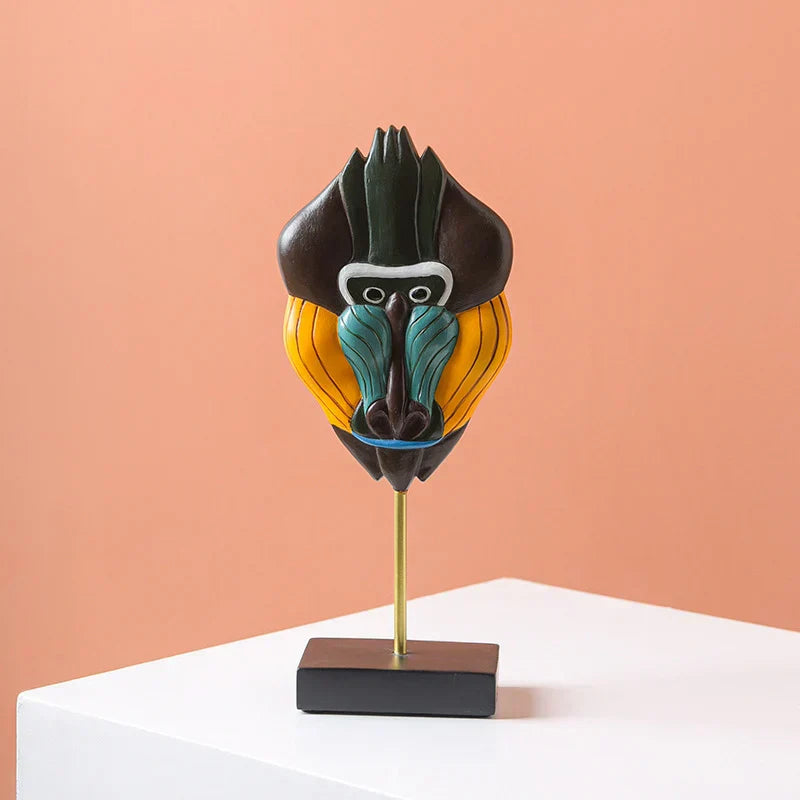 DecorBites™ African Abstract Face Monkey Sculpture for Modern Home Decor