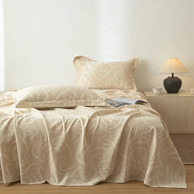 DecorBites™ Cotton & Linen Bed Sheet Set: Luxury, Skin-Friendly, All Seasons, Queen & King Sizes