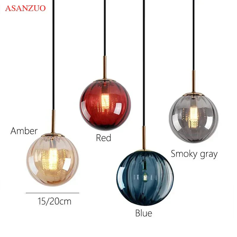 مصباح DecorBites™ المعلق الكروي الزجاجي: إضاءة LED نورديكية عصرية للمنزل والمطعم وغرفة المعيشة