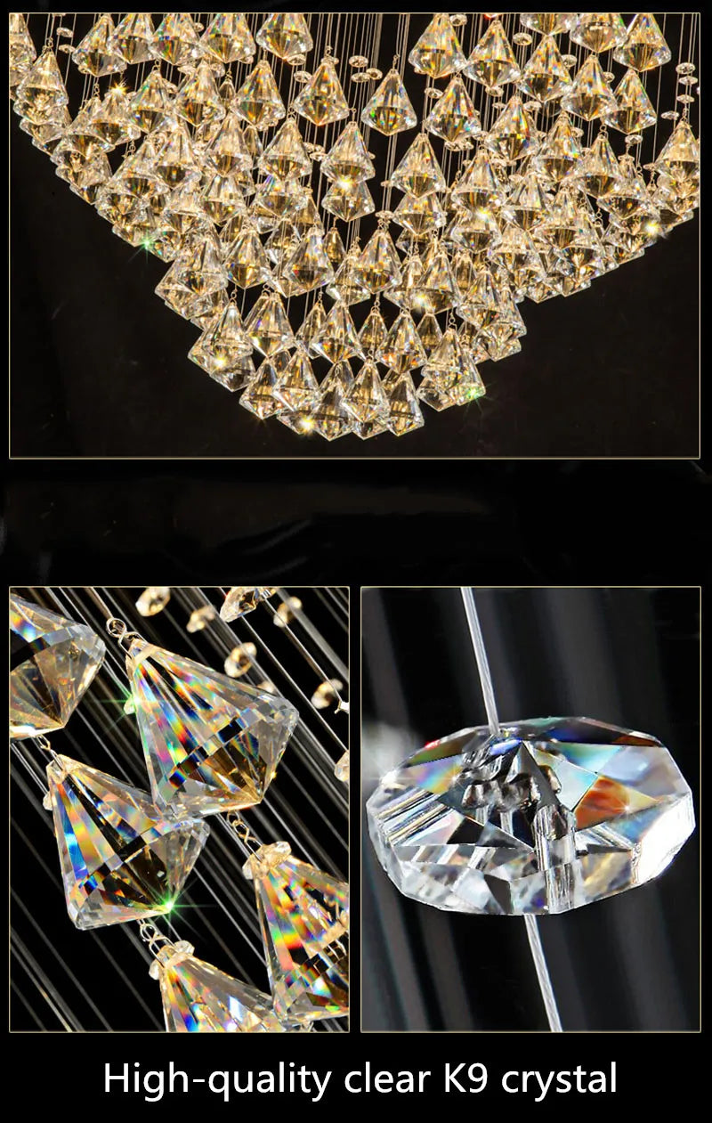 DecorBites™ Diamond Crystal Chandelier LED Living Room Hotel Lighting
