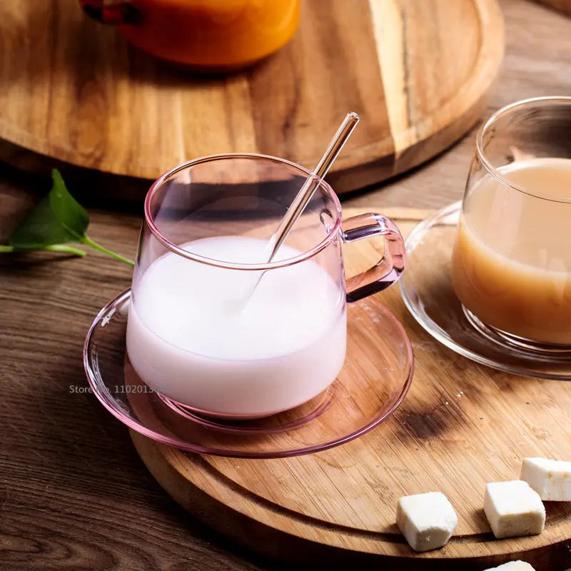 DecorBites™ 350ml Glass Coffee Mug Tea Juice Cup Heat Resistant Durable High Borosilicate
