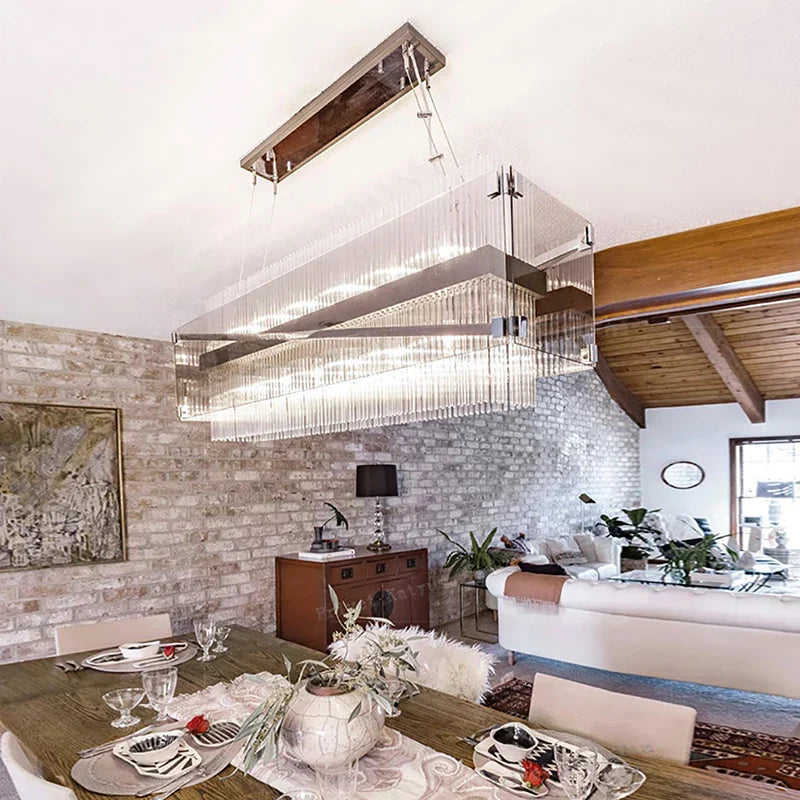 DecorBites™ Crystal Glass Pendant Chandelier for Luxe Dining Room Decor