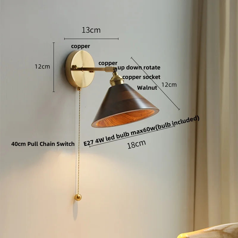 DecorBites™ LED Wall Lamp Walnut Wood Stair Light Fixture