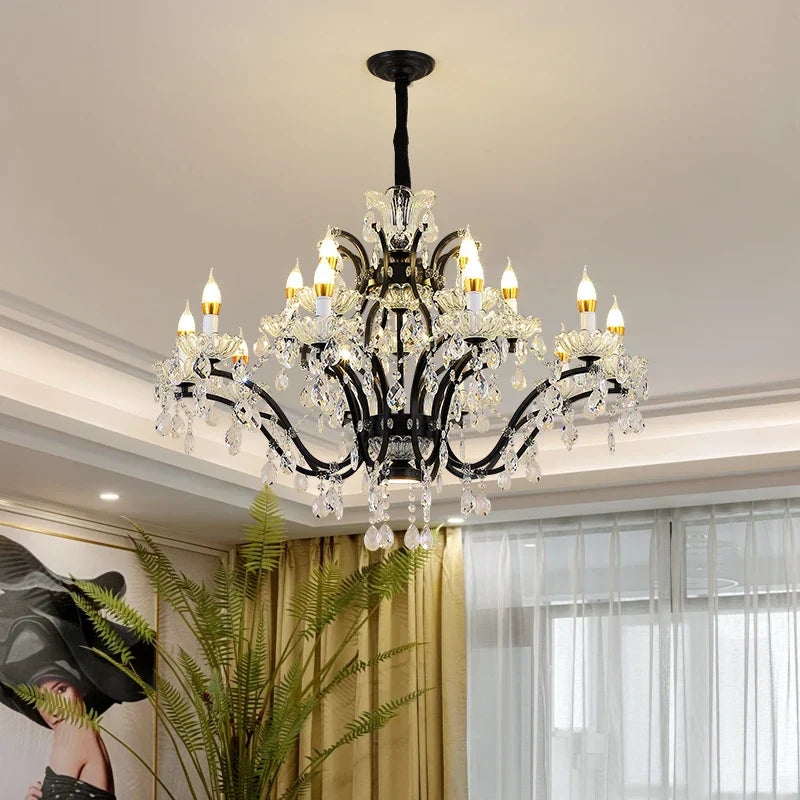 DecorBites™ Crystal Candle Chandelier Lighting: Farmhouse Dining Kitchen Pendant Lamp