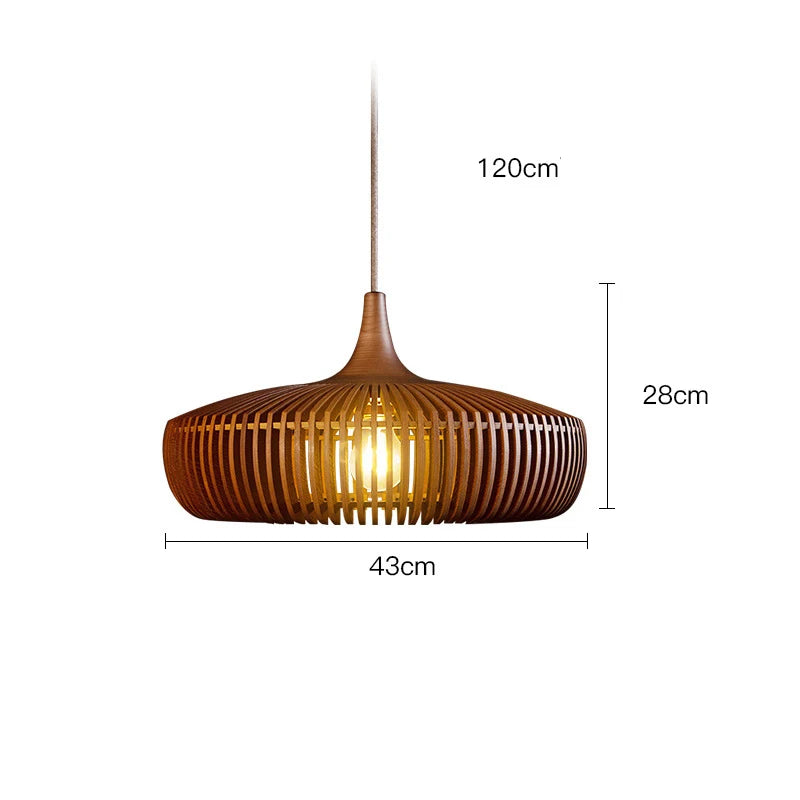 Wabi-Sabi Hollowed Wood Pendant Light in Brown