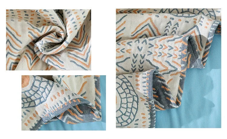 DecorBites™ Cotton Sofa Throw Blanket | Four Seasons Gauze Cushion Cover & Bedspread