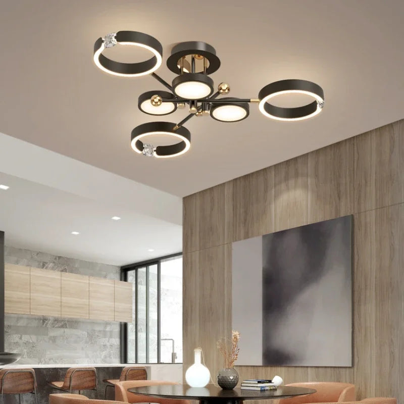 DecorBites™ Gold Plated Chandelier with Remote Control, Crystals Decoration for Living Room
