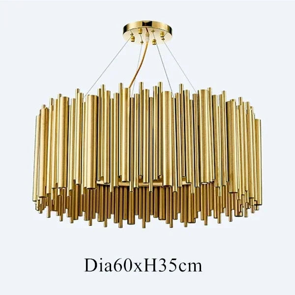 ثريا متدلية بإضاءة LED ذهبية طراز Brubeck من DecorBites™ - مصباح تعليق أنيق بأنبوب من سبائك الألومنيوم