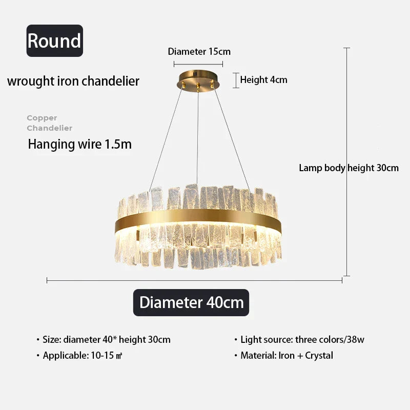 DecorBites™ ثريا كريستال ذهبية متدلية بتقنية LED - إضاءة زجاجية عصرية فاخرة