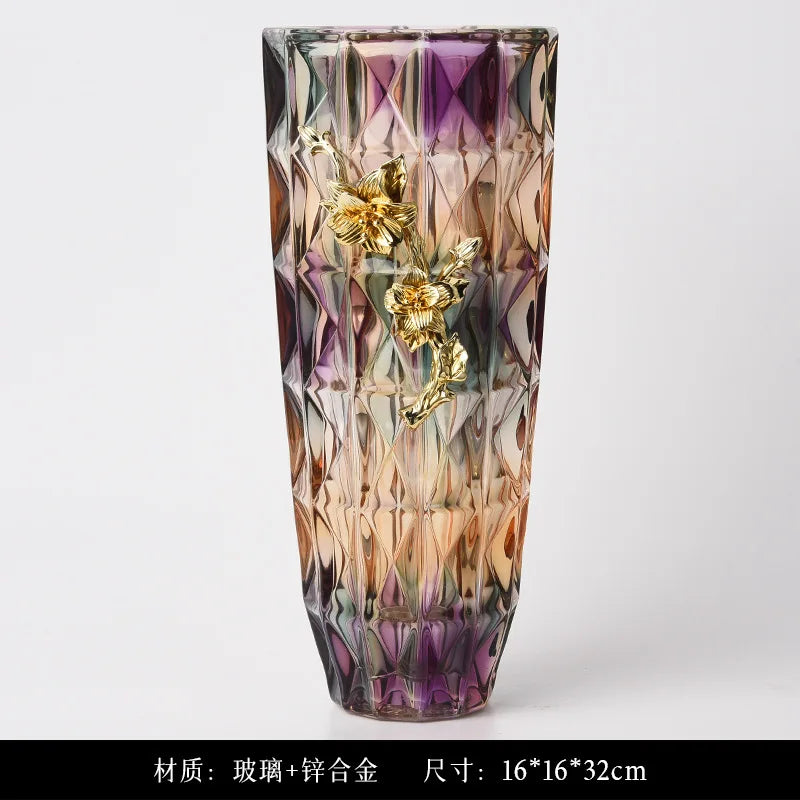 DecorBites™ Crystal Glass Vase: Elegant Dried Flower Decor for Luxury Dining Tables
