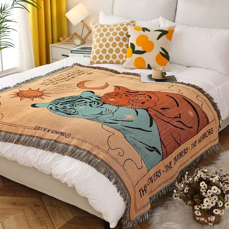 DecorBites™ Double-sided Ethnic Tapestry Sofa Blanket