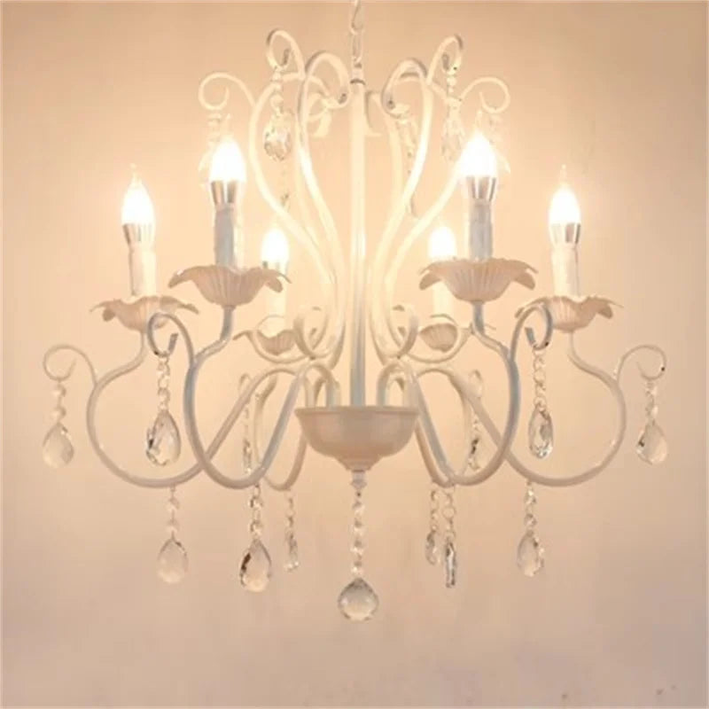DecorBites™ Black White Metal Chandelier with Crystal Pendants for Elegant Home Lighting