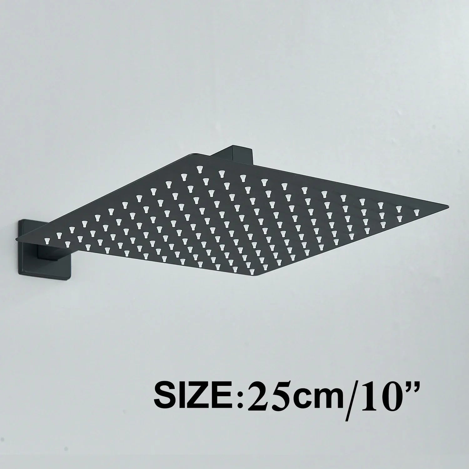 DecorBites™ 12" Matte Black Rainfall Shower Head Set with Shower Arm