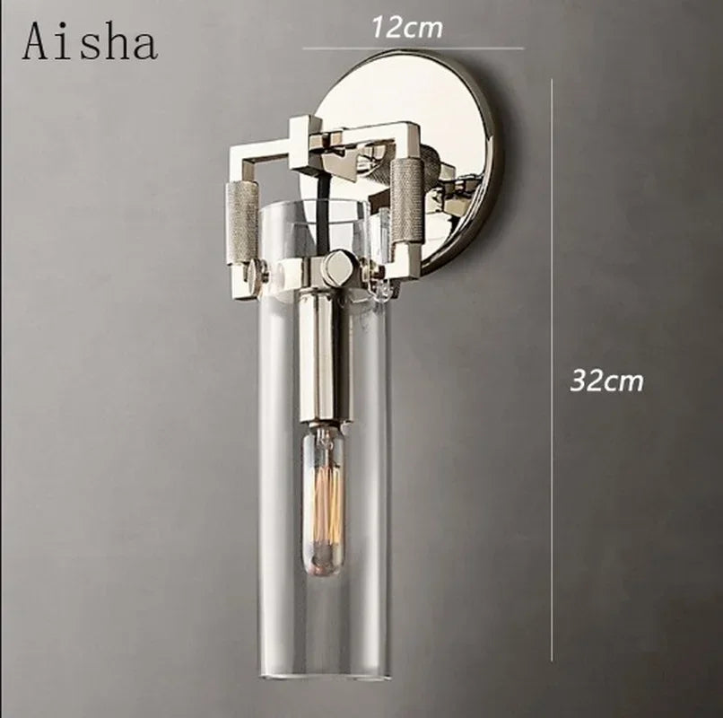 DecorBites™ Industrial Glass Wall Lamp Retro Sconce for Bedroom Study Loft Dining Room