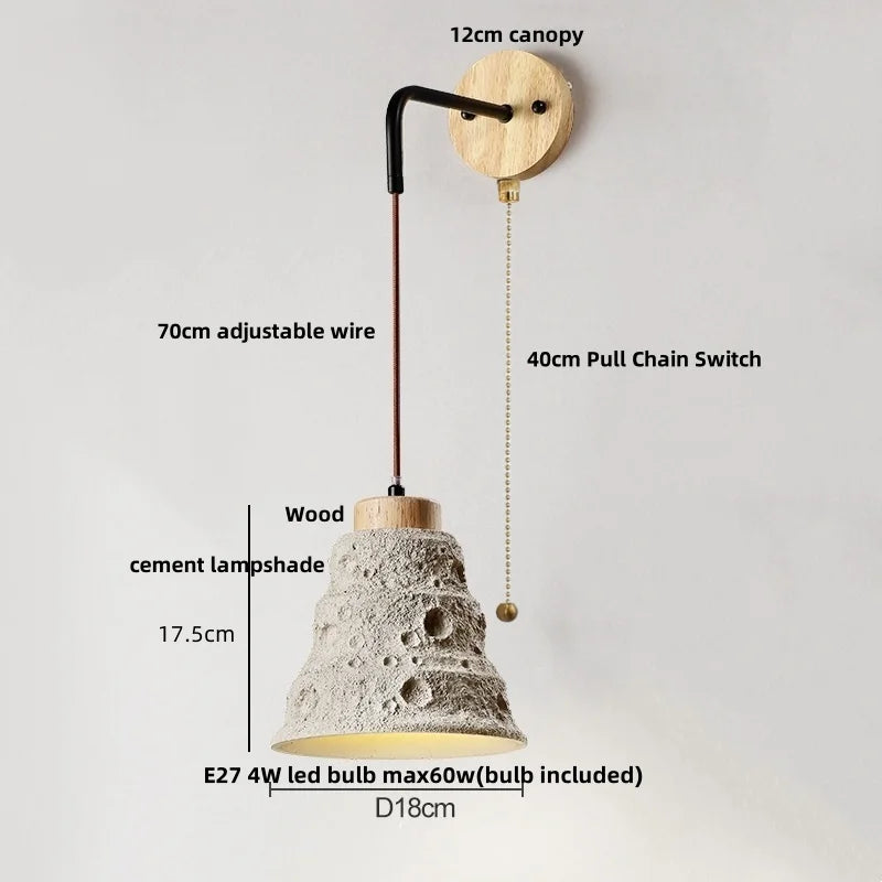 DecorBites™ Cement LED Wall Lamp Sconce Modern Pull Chain Switch Stair Light