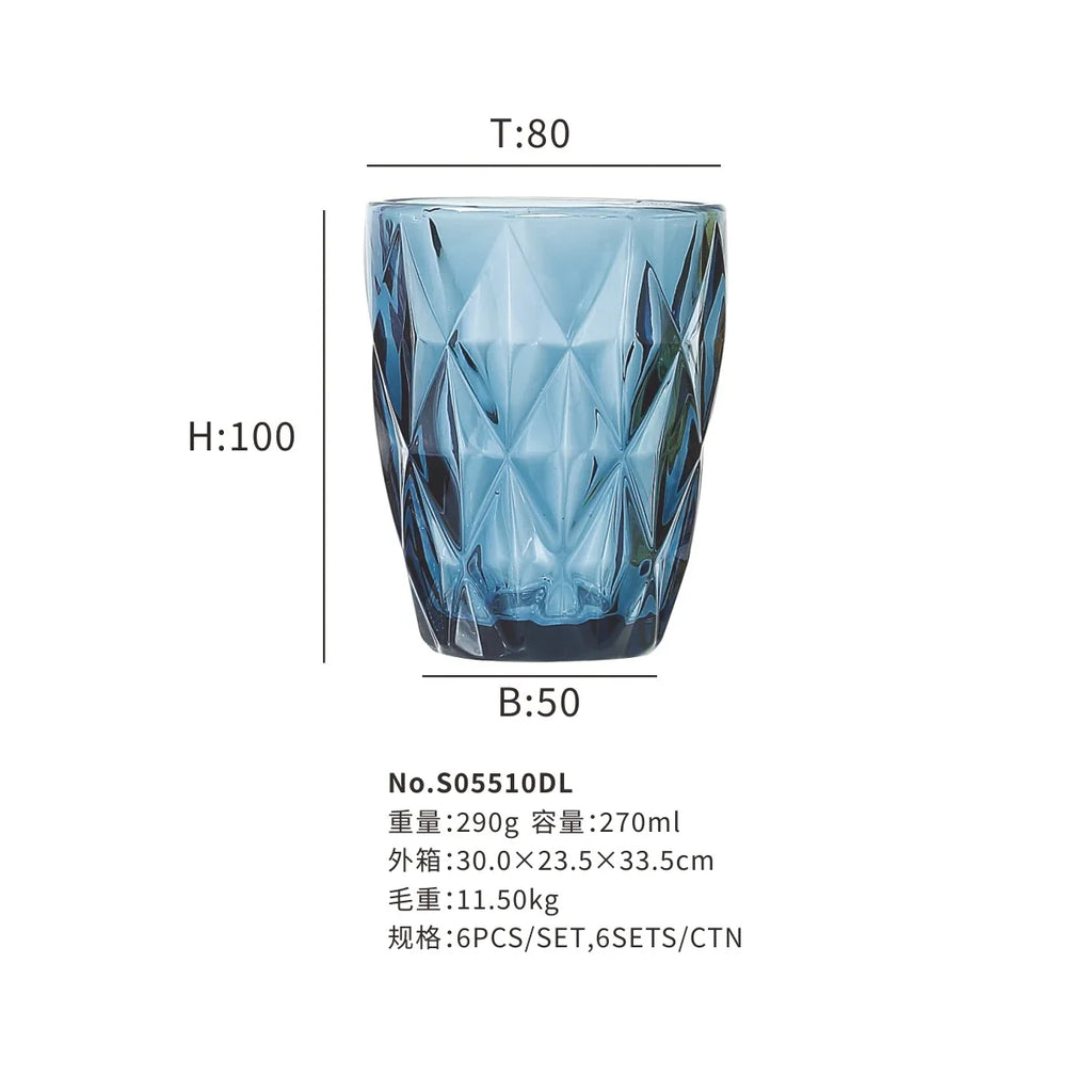 DecorBites™ 240ml Water Glass Drinkware for Cold Beverages, Perfect for Family and Friends Party