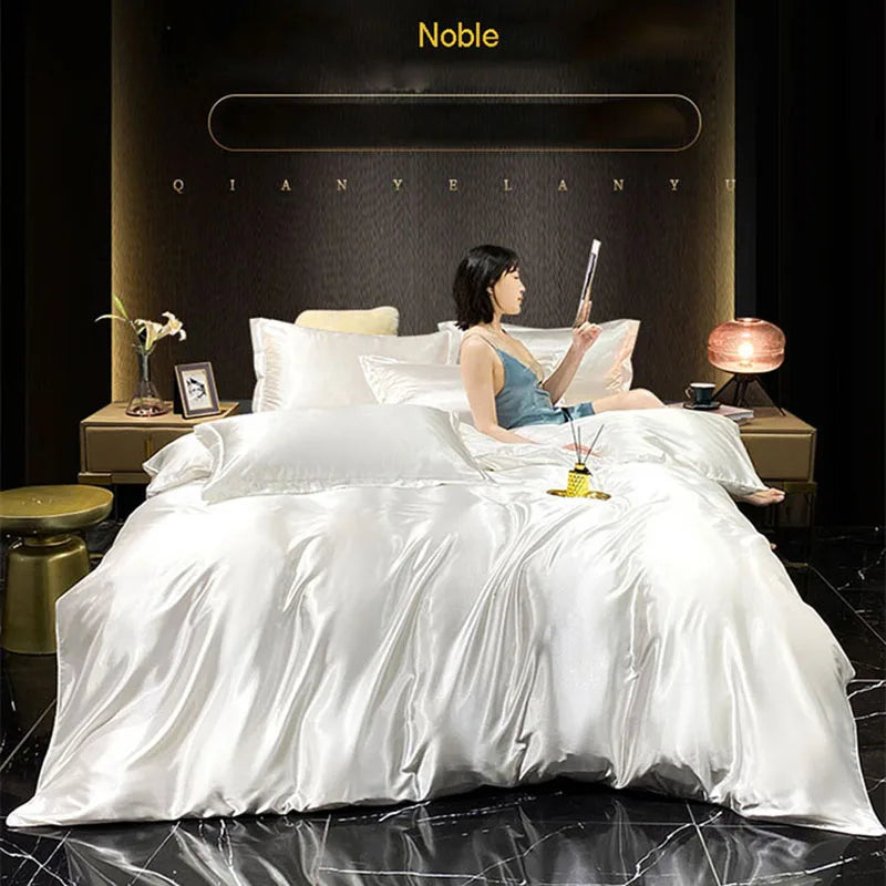 DecorBites™ King Size Silk-Blend Duvet Cover Set with Pillowcases