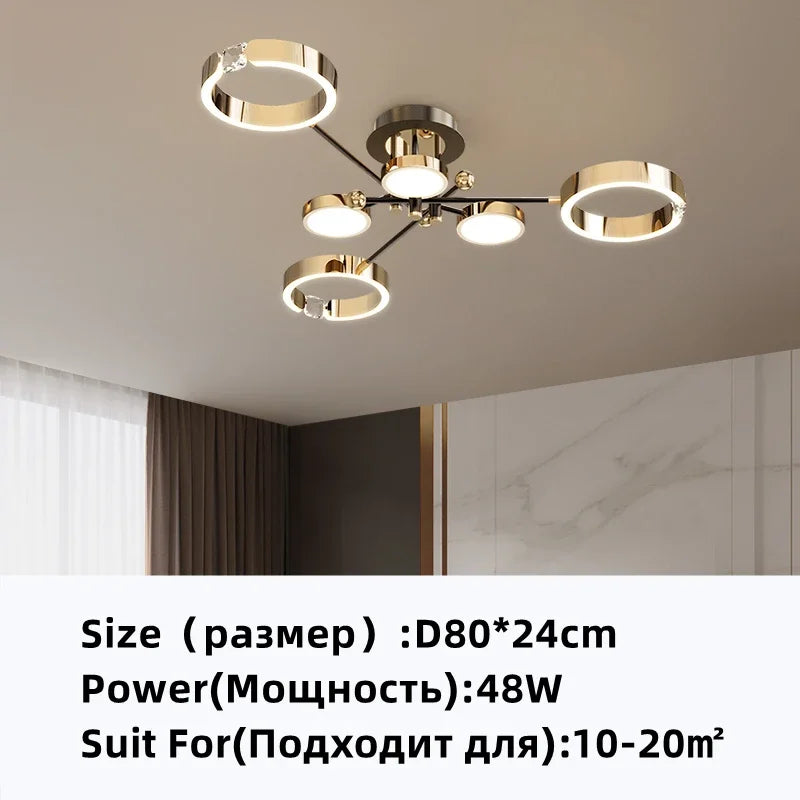 DecorBites™ Gold Plated Luxury Chandelier with Remote Control Crystals for Elegant Living & Bedroom Decor