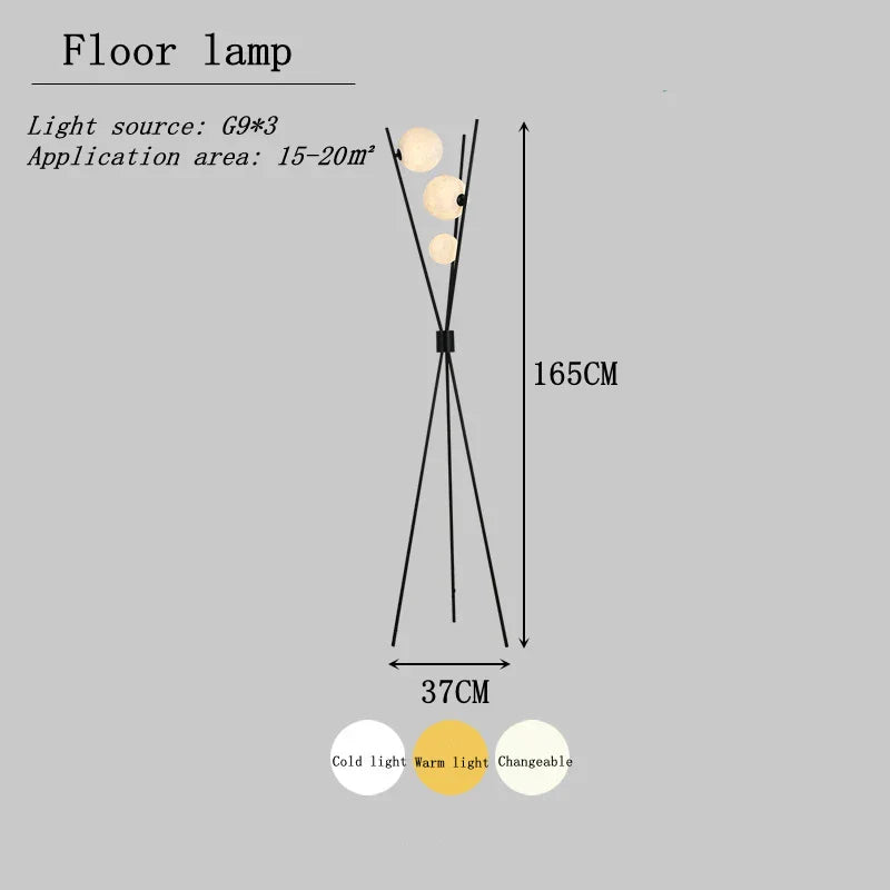 DecorBites™ Moon Floor Lamp LED Living Room Study Bedroom Tripod Wall Light
