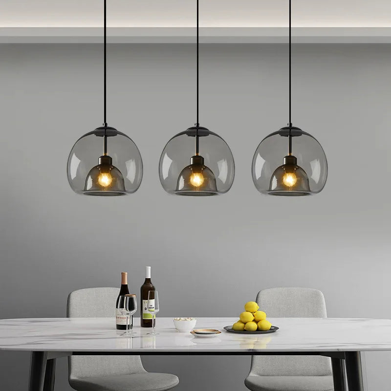 Nordic Smoke Gray Glass Pendant Light Chandelier