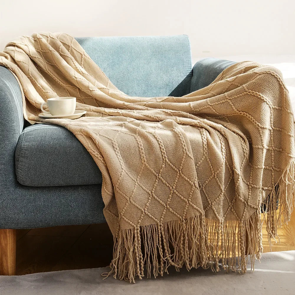DecorBites™ Cozy Knitted Sofa Blanket - Winter Home Office Nap Comfort