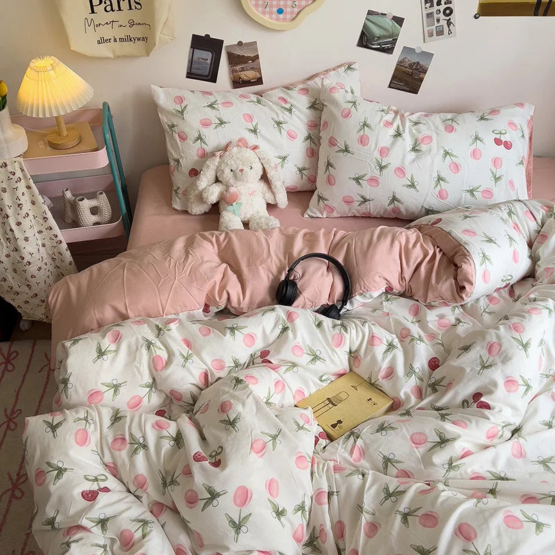 غطاء لحاف فردي بتصميم زهور كورية من DecorBites™: راحة مميزة، لجميع الفصول، لطيف على البشرة