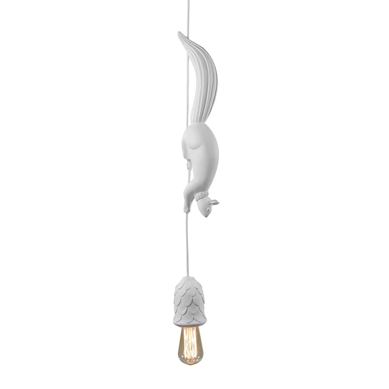 Nordic Resin Squirrel Pendant Light in White