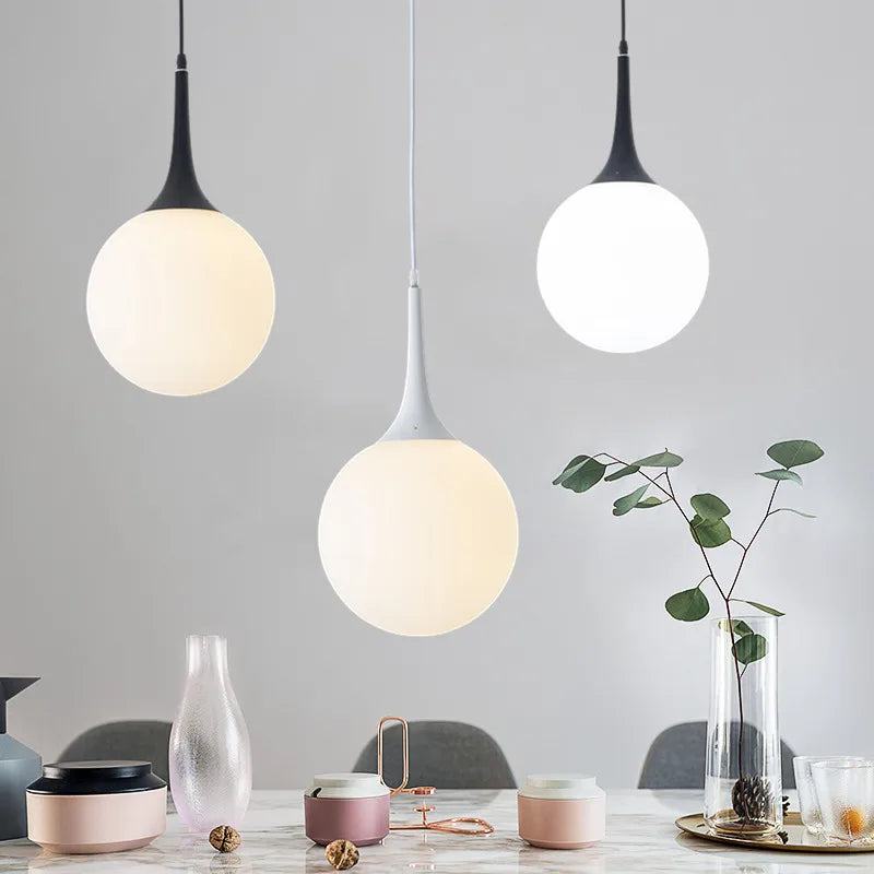 DecorBites™ Glass Ball Pendant Lamp - Modern Nordic LED Lighting for Living Room & Store