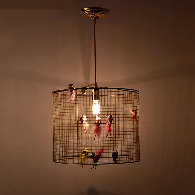 مصباح سقف ذهبي DecorBites™ على شكل قفص طائر لغرفة المعيشة وغرفة النوم بالمنزل على الطراز الاسكندنافي