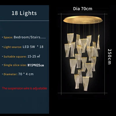 مصباح قلادة أكريليك LED من DecorBites™ لثريا درج حديثة فاخرة