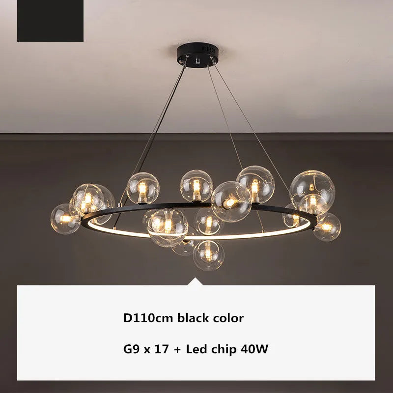 DecorBites™ Glass Ball G9 LED Chandelier: Modern Minimalist Nordic Design